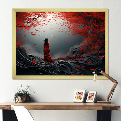 Silence zen japonaise rouge et grise sur toile