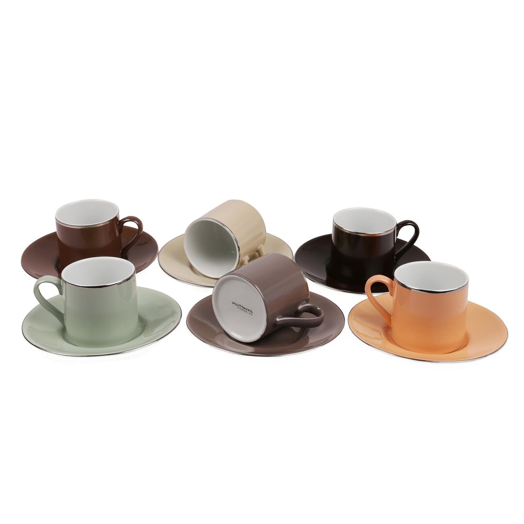 6-teiliges Set aus Kaffeetasse und Untertasse