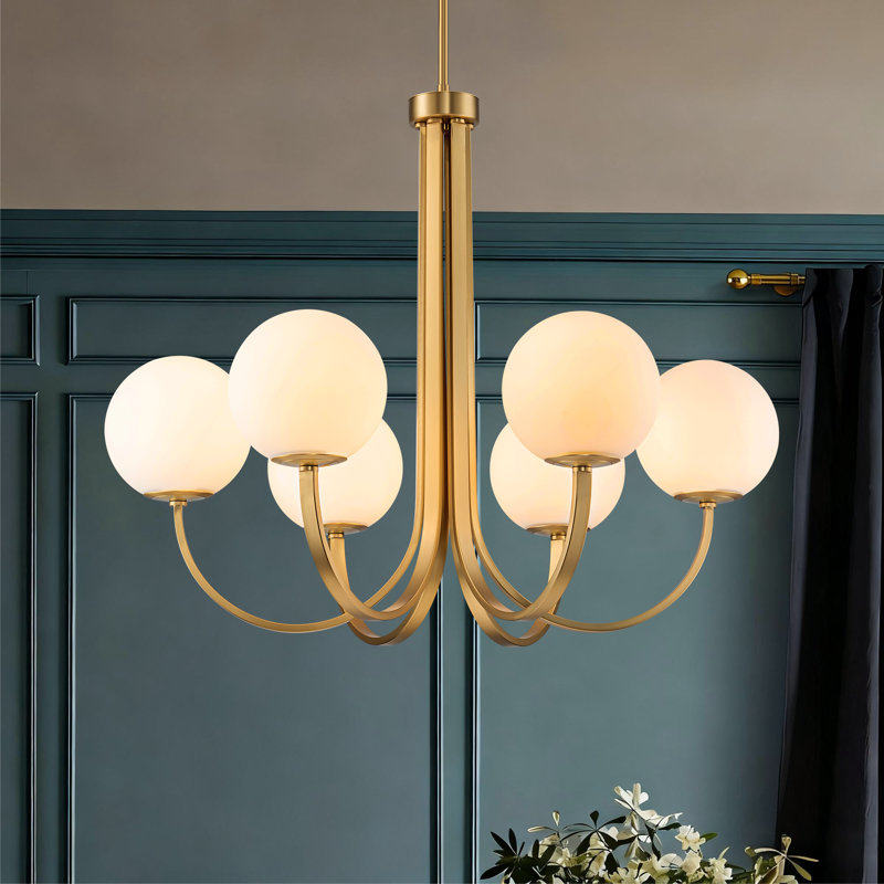 Lustre sphérique spoutnik à 6 lumières à intensité variable en verre