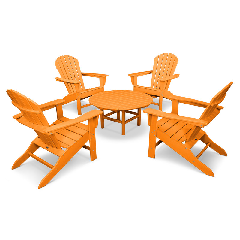 POLYWOOD South Beach 5-Piece Conversation Group, Tangerine
