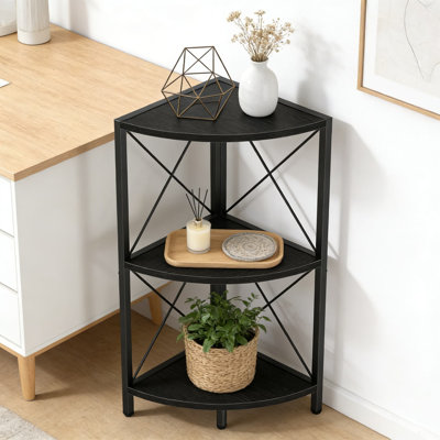 3-Tier Corner Shelf, Freestanding Storage Organizer With Sturdy Metal Frame, Space-Saving Display Rack For Kitchen Counter, Living Room, Bedroom And Bathroom