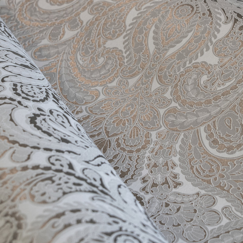 Adonea Ares 3D Embossed Metallic 33' L x 21" W Wallpaper Roll, Stone Gray