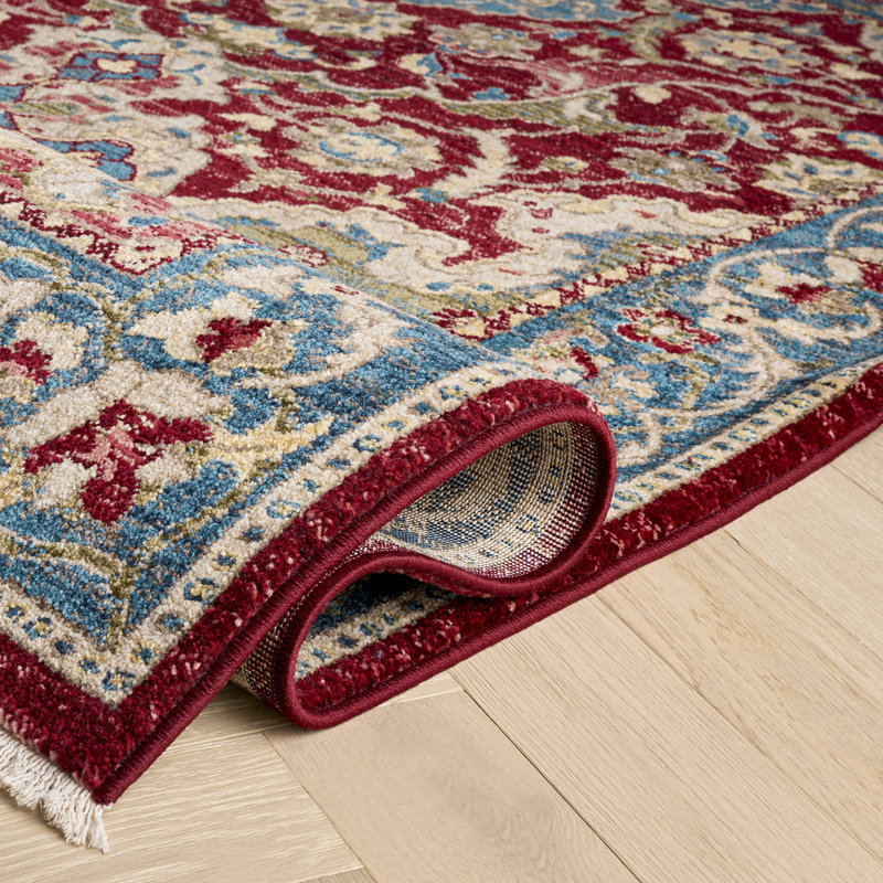 Bisen Performance Oriental Rug, Runner 2'6" x 14', Red/Blue
