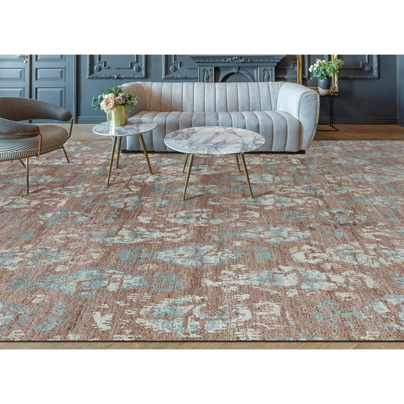 Ikat Area Rug in Rust/Gray/Beige, Rectangle 9'2" x 12'2"