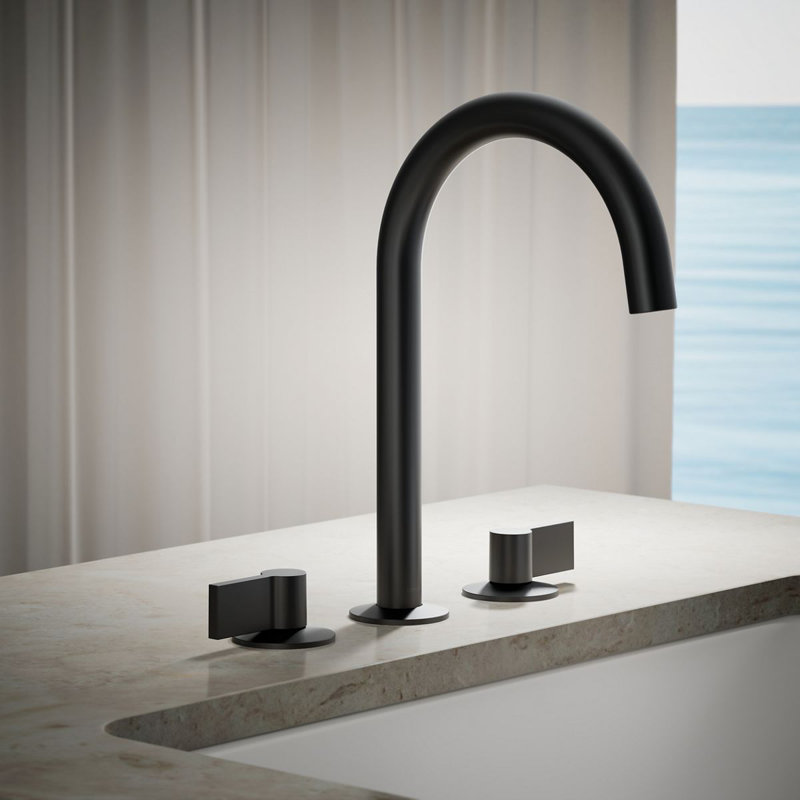 Components Deck-Mount Bath Faucet Handles With Lever Design, Matte Black