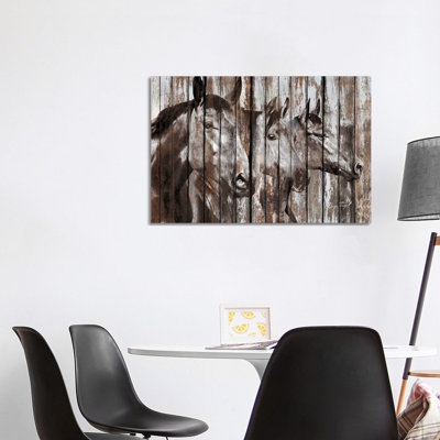 Three Horses 1 Piece Wrapped Canvas Wall Art