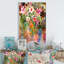 Grunge rose vert fleurs d'été VI - Art mural sur toile traditionnel-645105328-645105340