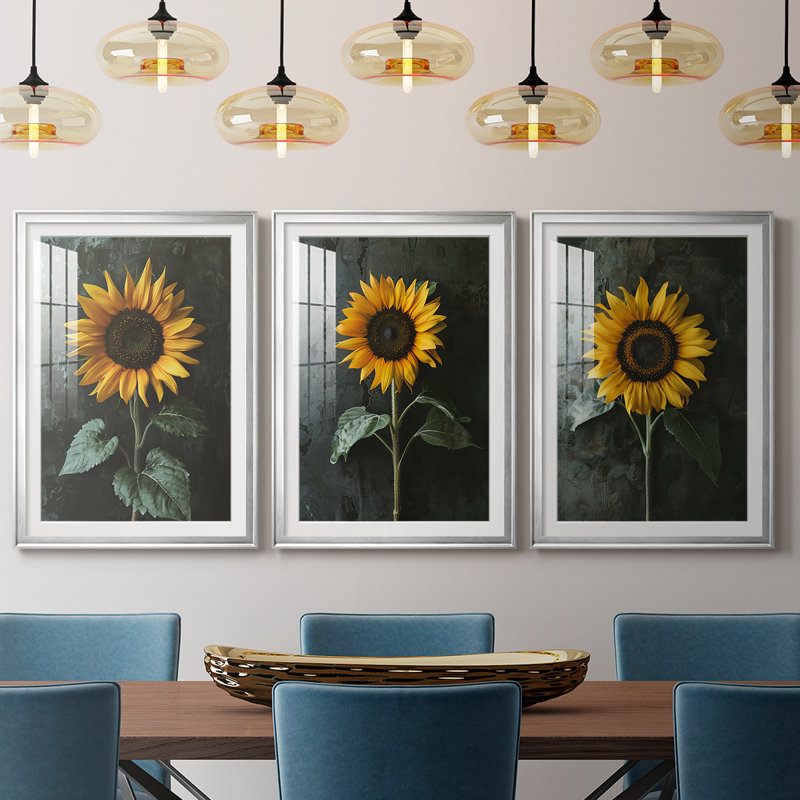 FLORAL Series D III - Impression sur mesure encadrée de qualité supérieure - 3 pièces