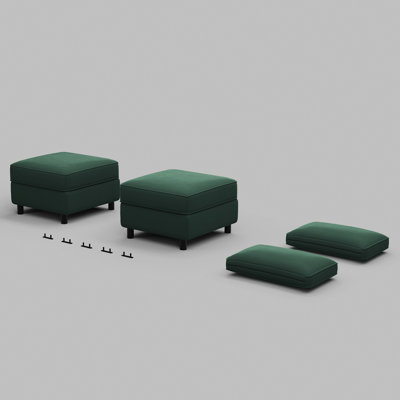 Velvet Fabric Adjustable 2 Ottomans For Modular Sofa & 2 Cushions