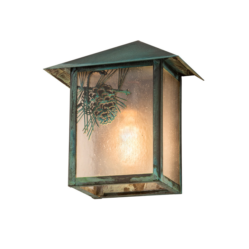 Xzavier Wall Light, Clear Seedy, Verdigris