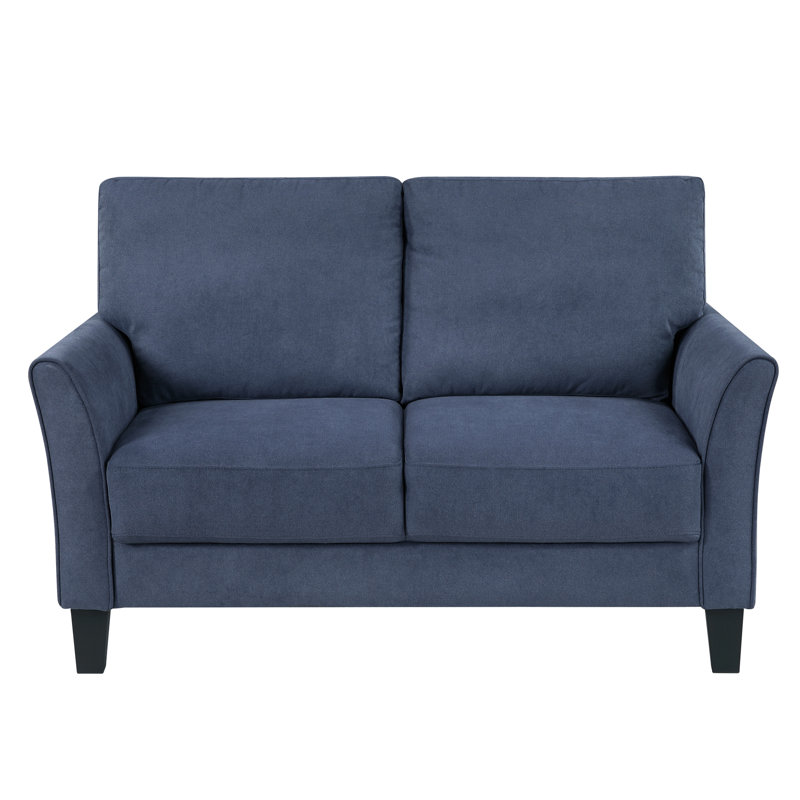 Bleu moderne moderne avec accoudoirs légèrement évasés et rembourrage en tissu à haute densité de faux bois noir