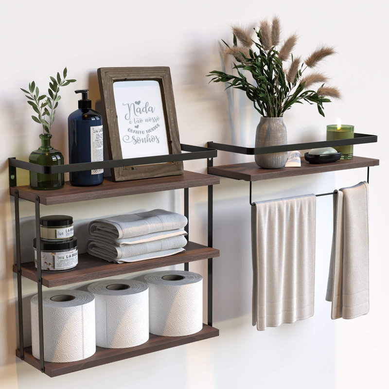 Gero Floating Shelf, Rucstic Brown