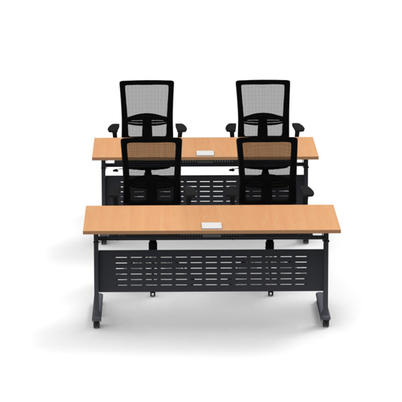 Maelana Rectangle 4 Person Flip Top 72'' L Modular Training Table and Chair Set with Casters and Modesty Panel and Cable Management