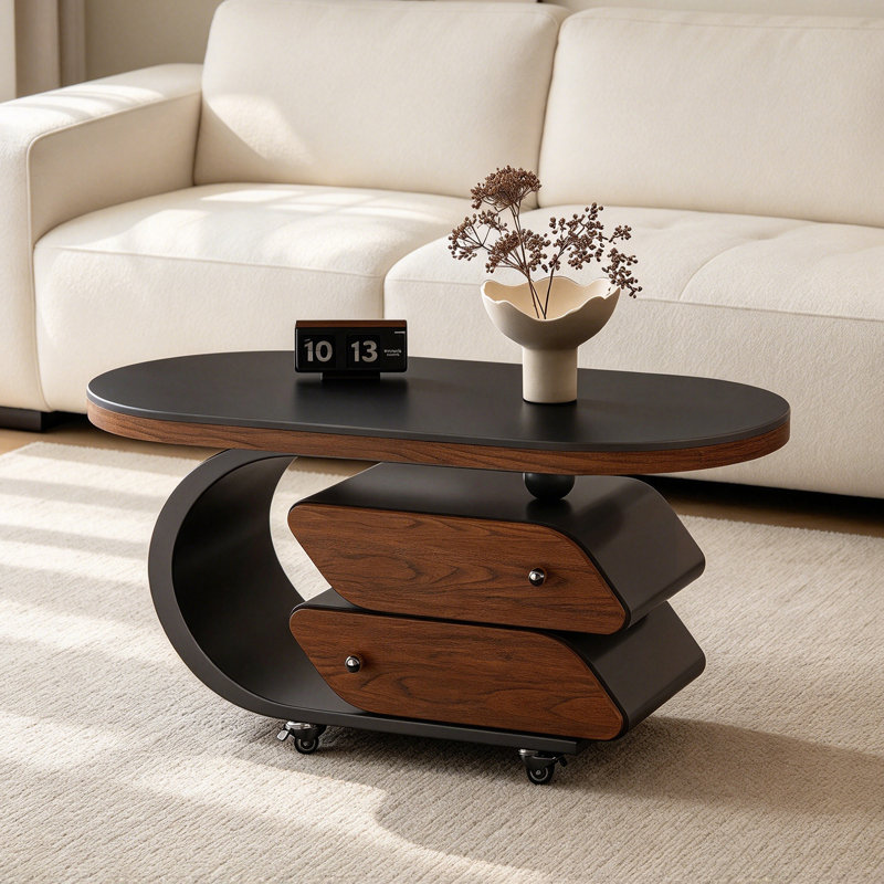 Godeus Slate Top Coffee Table, 19.68" H x 35.43" W x 17.71" D, Black, Flat