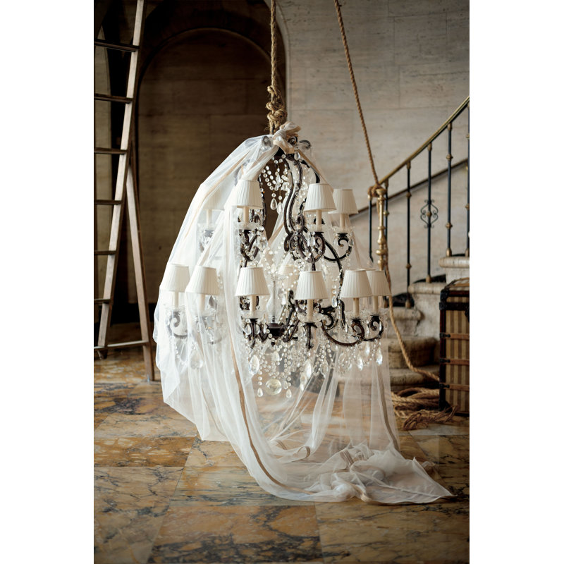 Adrianna 24 - Light Chandelier, Antique Silver Leaf