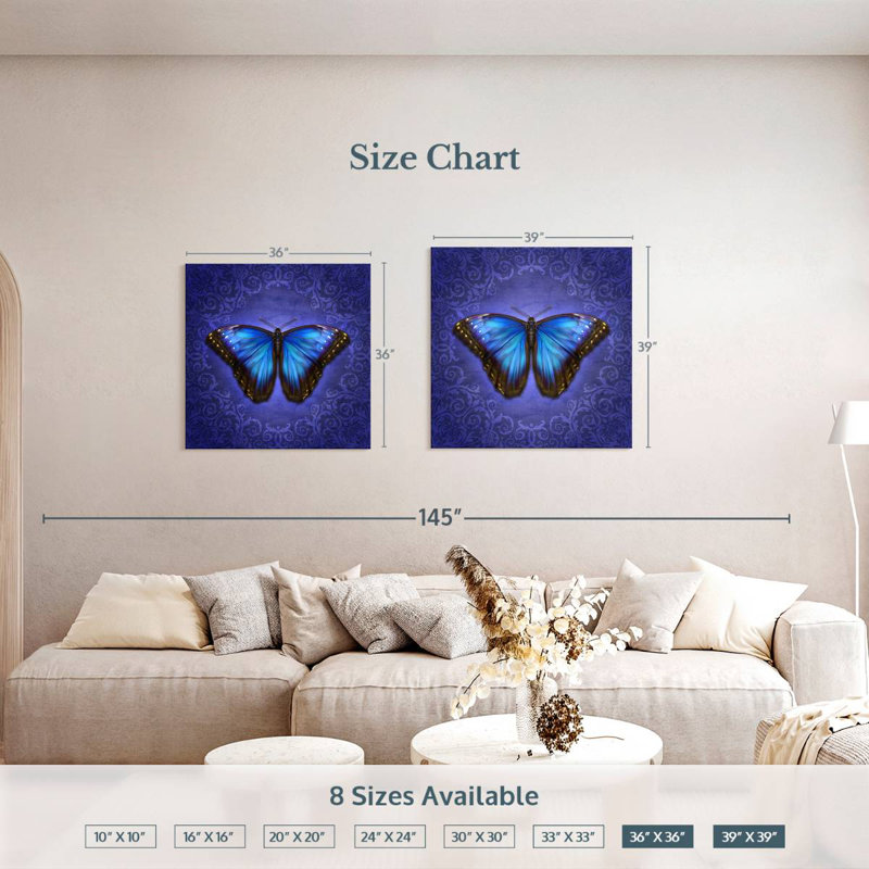 Brampt Glowing Blue Morpho Butterfly, 36" H x 36" W