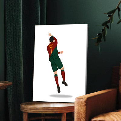 1 pièce, art mural, affiche encadrée, légende du football CR7, art mural sur toile, peinture pour salon, bureau, fan de sport, œuvre de football minimaliste moderne avec impression de qualité supérieure et cadre robuste