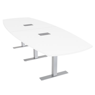 Table de conférence Arc Boat avec bases en T en métal et modules de données
