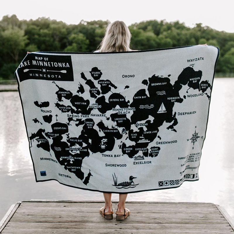 Lake And City Maps Collection Hand Woven Throw Blanket