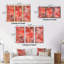 «Red Orchids Impression», ensemble d'art mural moderne sur toile encadrée-37467807-37467806