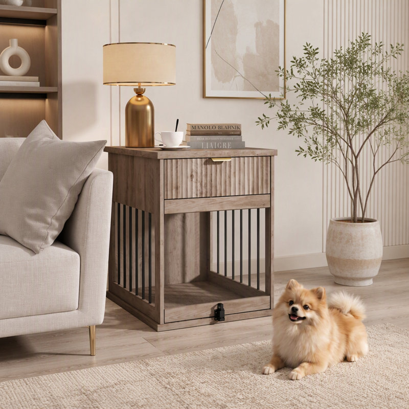 Steel Pet Furniture Style Crate, Grey