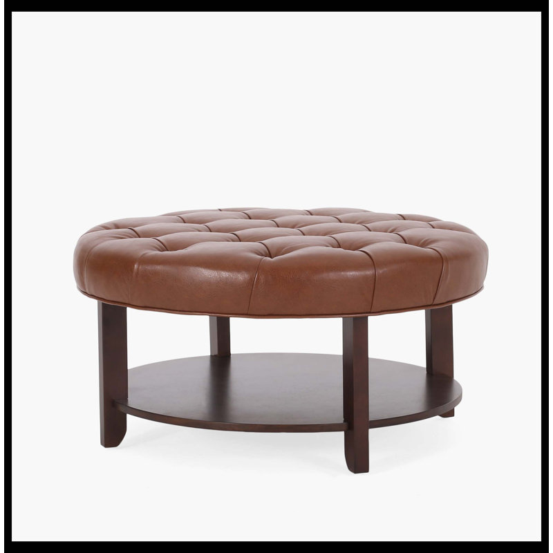 ROUND OTTOMAN, Light Brown