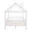 Full Size Wood House Bed With Fence, White