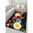 Black Themed Mixed Flowers Rose Patterned Creative Modern Decorative Carpet-2104255433