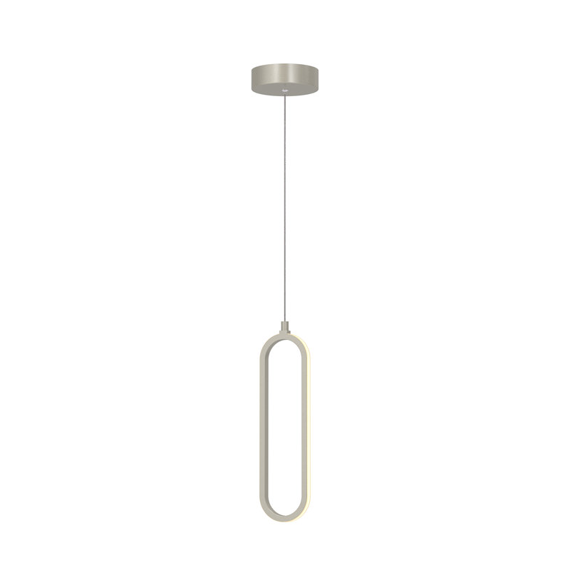 Luminaire suspendu simple à 1 lumière Zanaia, Nickel peint, H 15 po x l 3,5 po x P 3,5 po