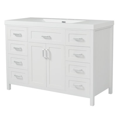 48" Bathroom Vanity With Resin Sink And 8 Drawers