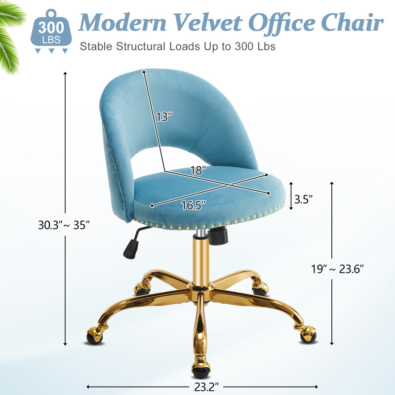 Task Chair, Blue, Velvet