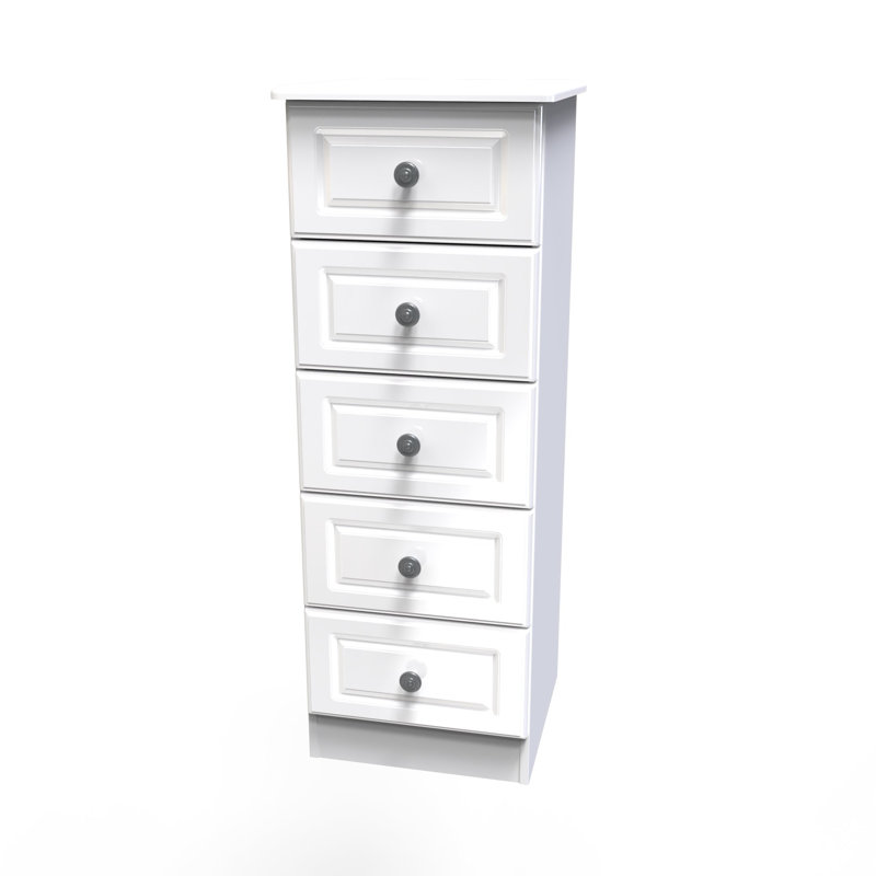 Adala 40cm W Manufactured Wood Bedside Table, White Gloss/White