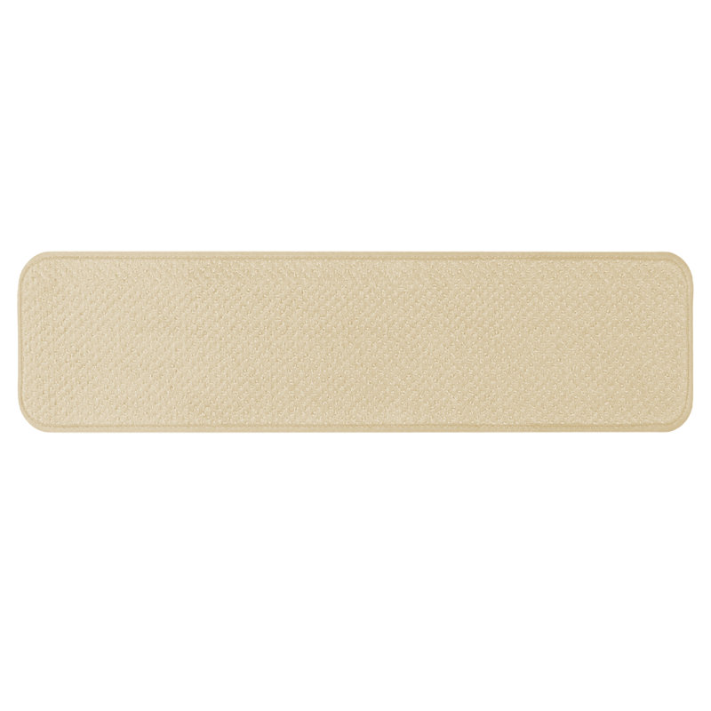 House, Home and More Set of 15 Skid-Resistant Carpet Stair Treads - Ivory Cream, Rectangle 8" x 2', Ivory