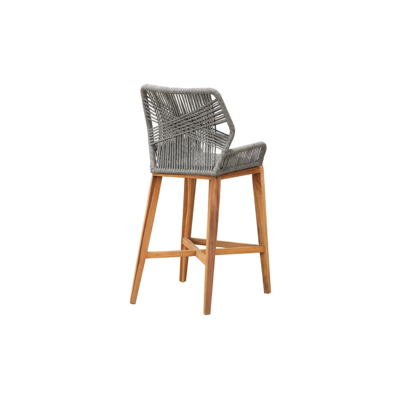 Beverly Outdoor Teak Bar Stool, Gray, 26"