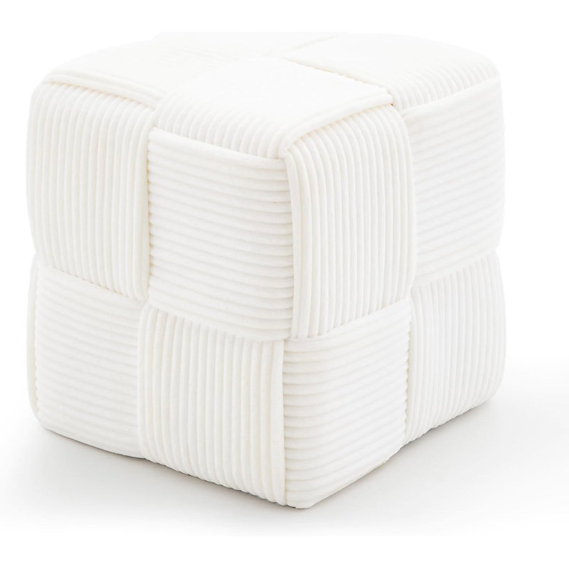 Upholstered Ottoman, White