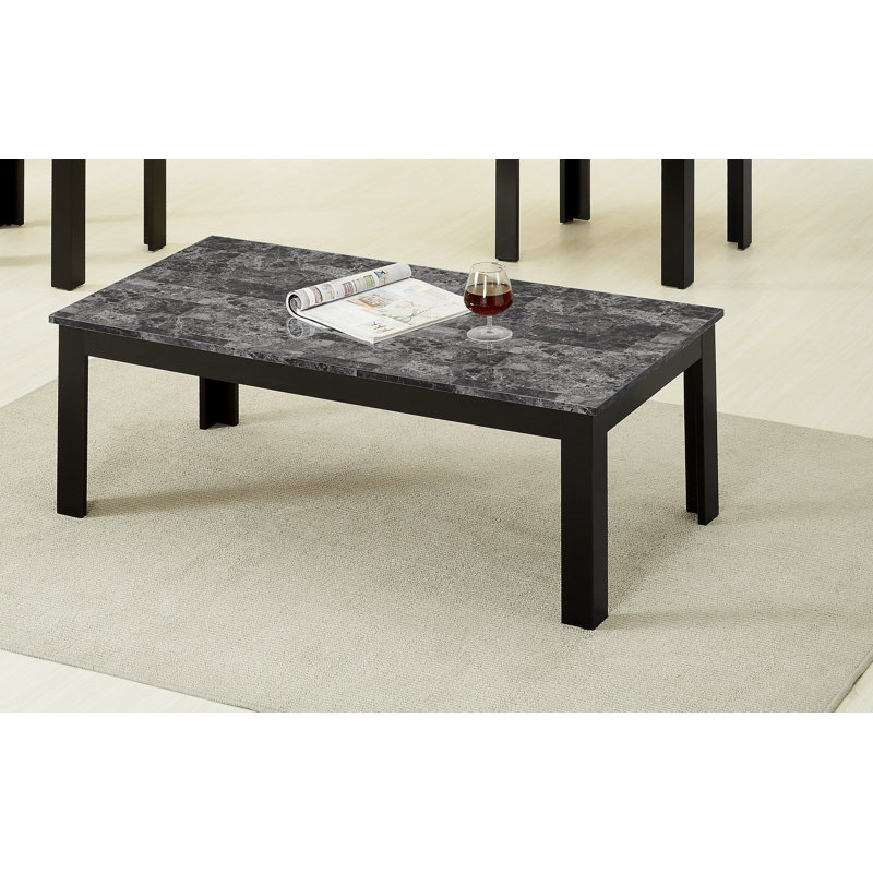 Traditional Style Rectangular Coffee Table With Square Shape End Table, Gray