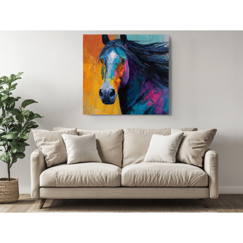 Reproduction d'art, impression sur toile, impression de cheval moderne et impressionniste, 12 po x 12 po