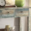 Console à 3 tiroirs gris antique et bleu sarcelle