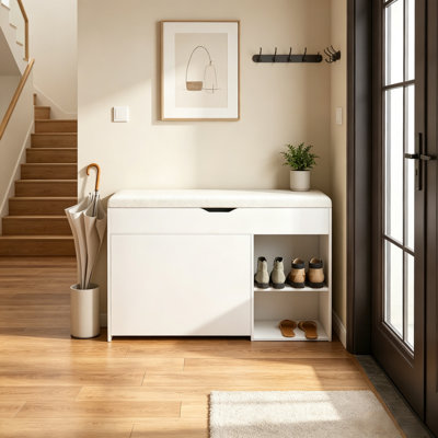 Entryway Shoe Bench with Hidden Cabinet