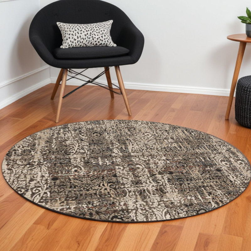 Tapis rond gris 8 pi