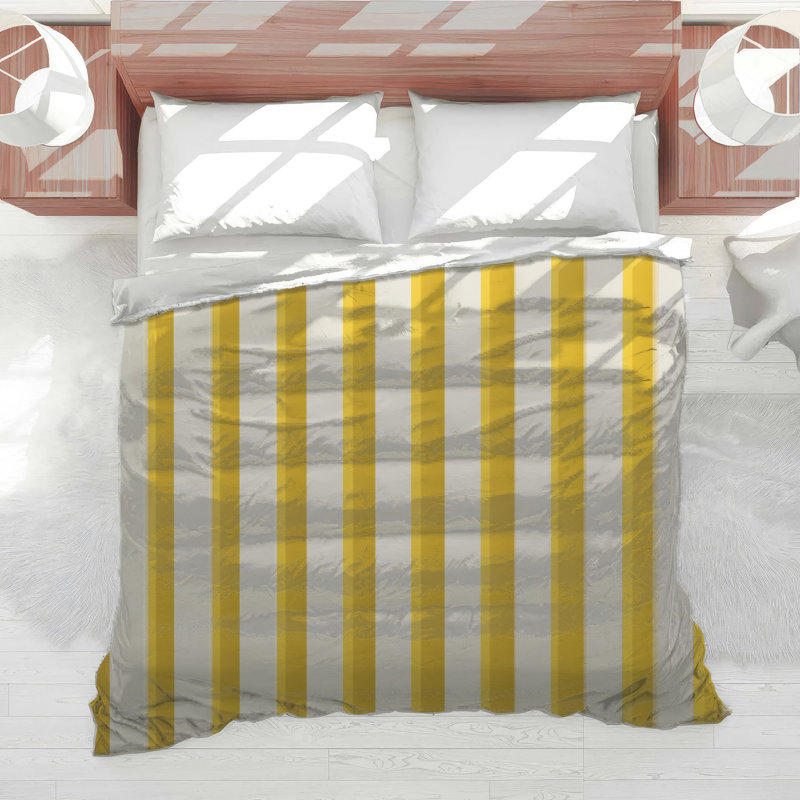 Yellow White Stripes Comforter, Twin