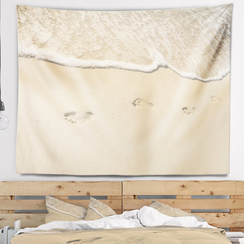 Tapisserie paysage marin dans le sable sur la plage, H 50 po x l 60 po