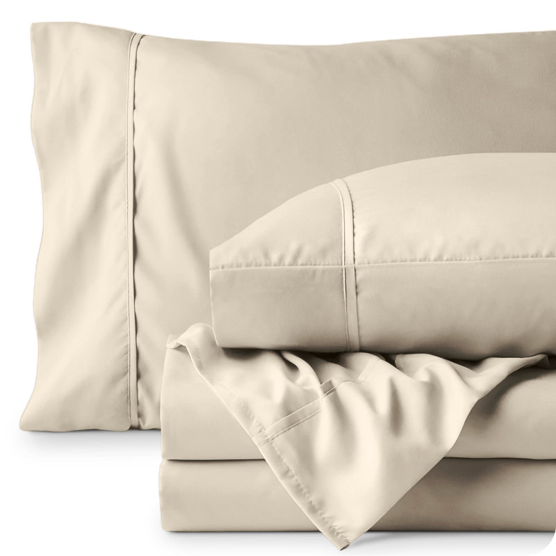 Microfiber Sheet Set with Bonus Pillowcase Set, Sand, Full XL