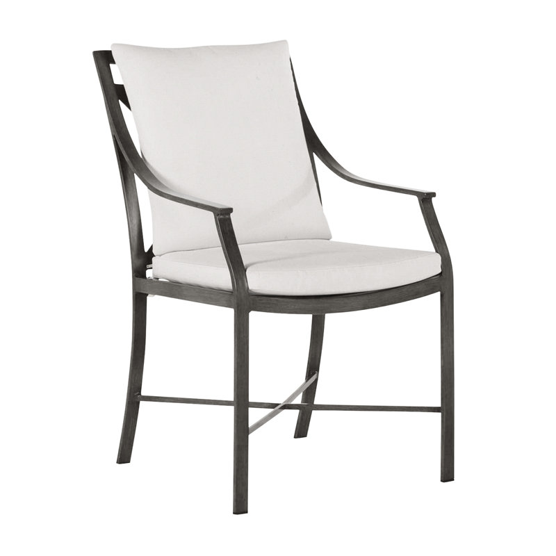 Monaco Patio Dining Armchair with Cushions, Slate Gray, Natural White, No Welt