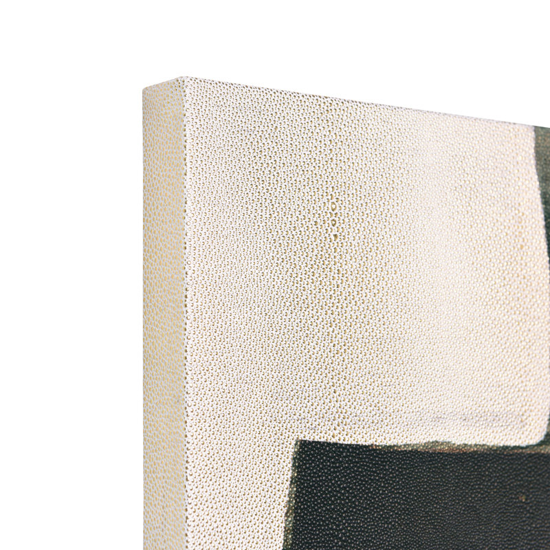 Bold Abstraction II Black and White Canvas Wall Art with Gold Shagreen