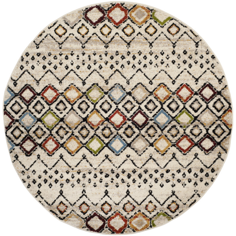 Tapis performance à motif sud-ouest Aird, Rond 8 pi,   Ivory/Multi