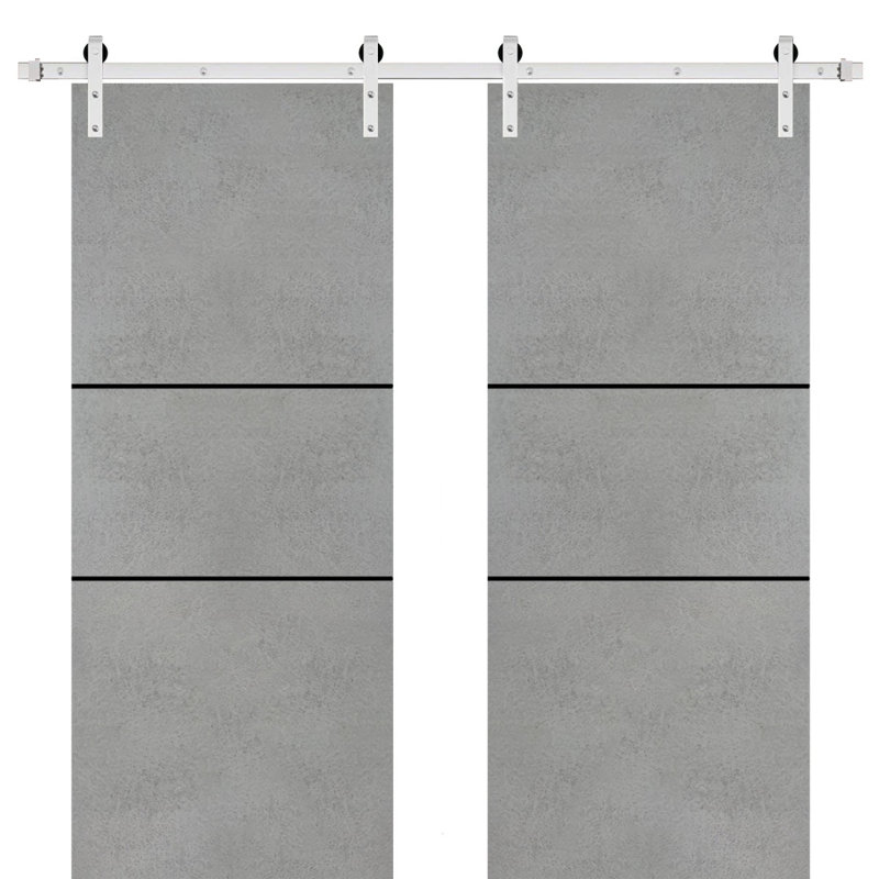 Porte de grange en bois massif massif, Béton, 64 po x 80 po