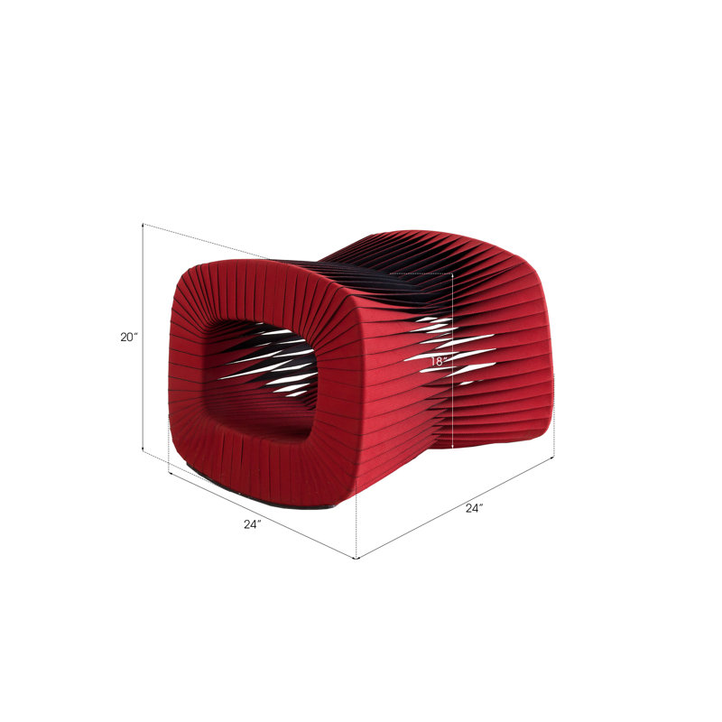 Seat Belt 24" Wide Ottoman, Red Cotton