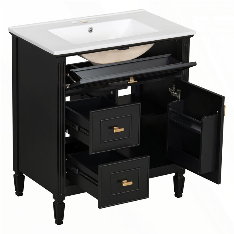 Meuble-lavabo 30 po avec lavabo, Noir