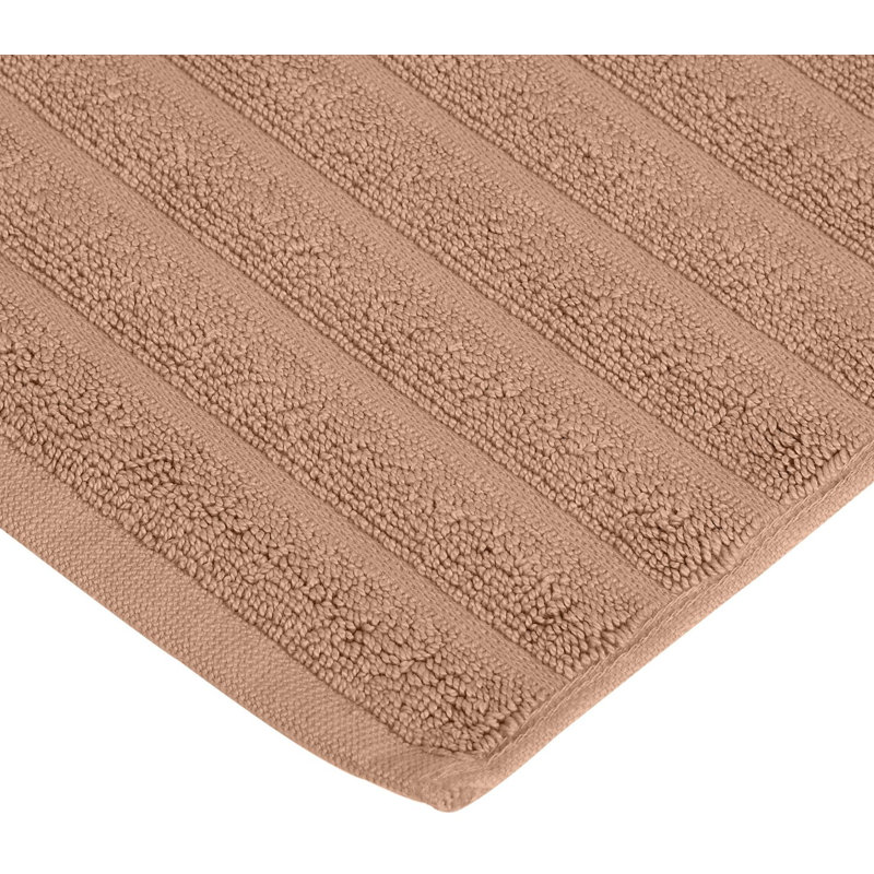Pardue Cotton Geometric-Striped Reversible 2 Piece Bath Mat Set, Coffee, Solid Color